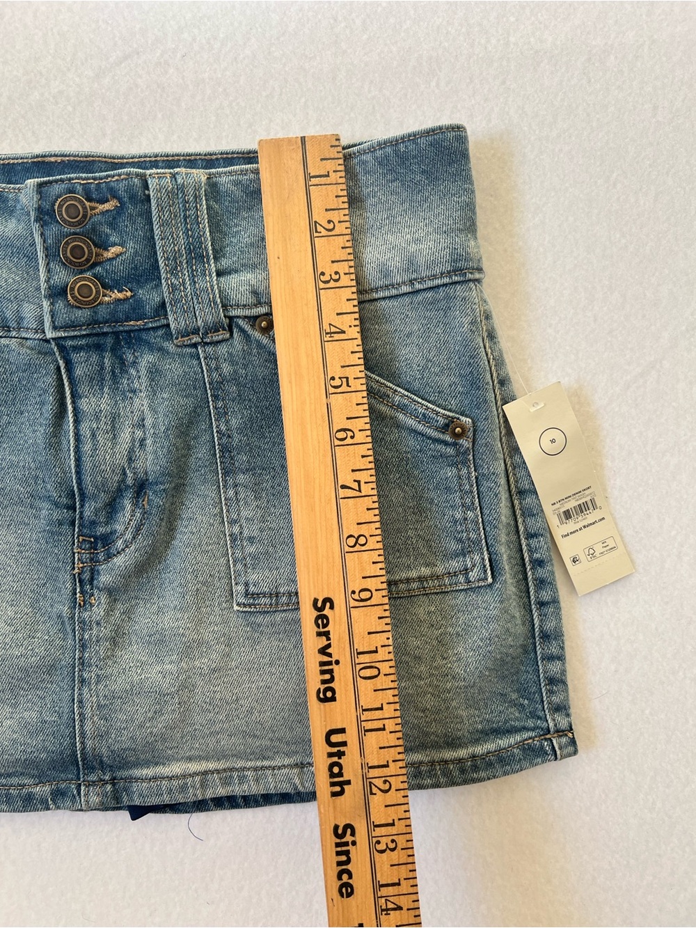 NWT No Boundaries Denim Mini Skort Size 10 Blue Indie Sleaze Low Rise Y2K - Picture 8 of 9